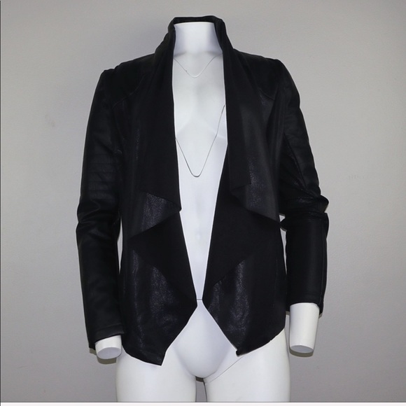 Jackets & Blazers - Open Lapel Leather Jacket
